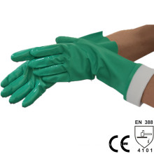 NMSAFETY guante de nitrilo verde químico no compatible